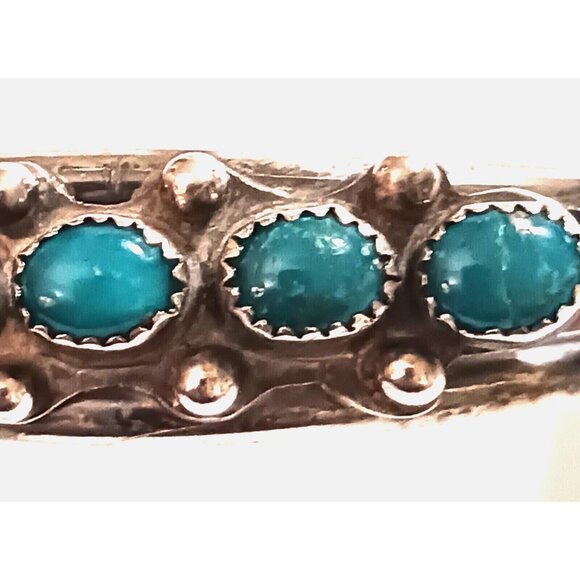 Native American Sterling Turquoise Cuff Bracelet Vintage (1206) - Picture 8 of 9